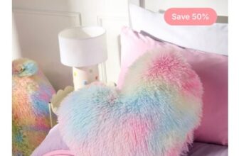 OHS Fluffy Tie Dye Heart Shaped Filled Cushion – Multi