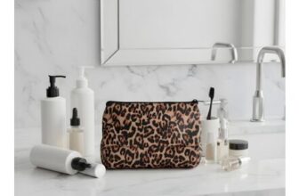 OHS Leopard Print Travel Wash Bag – Natural