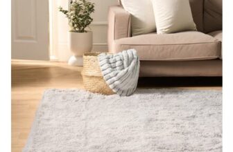 OHS Soft Fluffy Floor Rug Silver