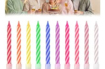 OLRWSLG 70 Spiral Birthday Candles with Holders, 10 Colors