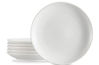 ONEMORE 10-Inch Ceramic Dinner Plates, Set of 6, Scratch-Resistant