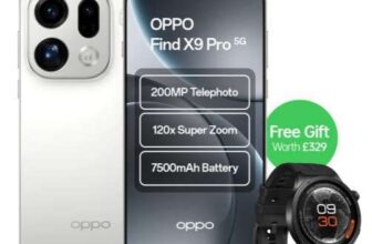 OPPO Find X9 Pro 5G Smartphone, 6.7 AMOLED 120Hz Display, 16GB RAM 512GB Free Watch X3 Smart Watch