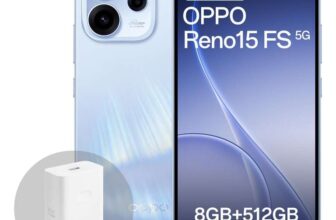 OPPO Reno15 FS 5G Android Smartphone, 8512GB, 6.57 120Hz Display, 6500mAh Battery, IP69, Aurora Blue. Sold by IMOO UK FBA