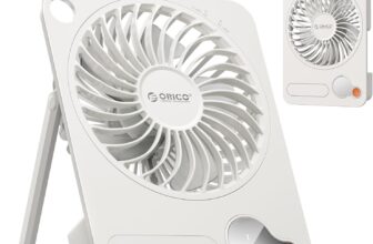 ORICO USB Desk Fan, 3-Speed Adjustable Small Fan, 180 Foldable with LED Display, Quick Release Grille, Quiet Cooling Portable Personal Fan for Table, Sleeping, Office, Bedroom & Travel – NO BATTERY