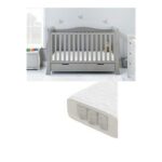 Obaby Stamford Sleigh Luxe Cot Bed and Pocket Sprung Mattress – Warm Grey