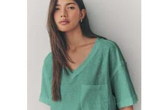 Oil Blue Oversized V-Neck Short Sleeve T-Shirt
