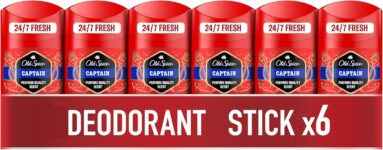Old Spice Captain Mens Deodorant Stick 6x50ml, 24/7 Fressshhh With Daily Use, Long Lasting Perfume Quality Scent, Odour Protection, 0 percent Aluminium Salts, Invisible On Black & White