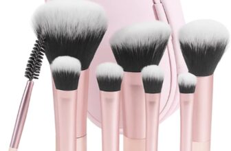 Optimised 10-Piece Makeup Brush Set with Rose Gold Handles & Soft Two-Toned Bristles for Foundation Powder Eyeshadow – Portable Travel Bag Included Ideal for Beginners Acrylic Grip Complete Collection
