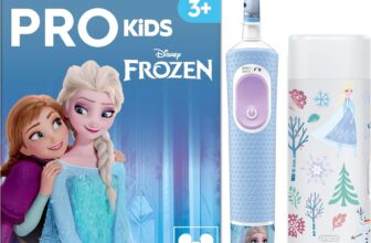 Oral-B Pro Kids Electric Toothbrush, 1 Toothbrush Head, x4 Frozen Stickers, 1 Travel Case, 2 Modes with Kid-Friendly Sensitive Mode, for Ages 3, 2 Pin UK Plug, Blue
