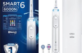 Oral-B Smart 6 Electric Toothbrushes for Adults, App Connected Handle, 3 Toothbrush Heads & Travel Case, 5 Modes, Teeth Whitening, 2 Pin UK Plug, 6000N