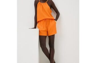 Orange Textured Co Ord Shorts
