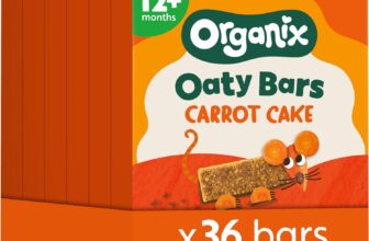 Organix Carrot Cake Organic Oaty Snack Bars Multipack, Toddler Snack 12 Months, No Added Sugar, 6 x 23 g Bars Per Box (6 Boxes Total) – Packaging May Vary