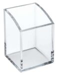 Osco Clear Acrylic Pen Pot Square Transparent Pencil Holder & Desk Tidy H10 x W7 x D7 cm