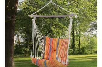Outdoor Hammock Cushioned Chair Patio Swing Seat Wooden