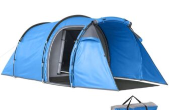 Outsunny 2-3 Person Tunnel Tent with Groundsheet, Air Vents, Rainfly, 2000mm Water Column, Camping 1 Bedroom, Inbuilt Porch, Living Area