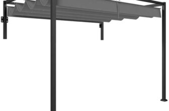 Outsunny 2 x 3(m) Lean To Pergola with Retractable Roof, Wall Mounted Garden Gazebo Outdoor Sun Shade for Patio – Dark Grey