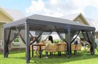 Outsunny 3 x 6m Pop Up Gazebo, Outdoor Canopy Shelter, Marquee Party Wedding Tent with 6 Mesh Walls and Carry Bag – W/code
