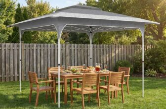 Outsunny 3.5 x 3.5 m Pop Up Gazebo with One-Push Setup, UPF50 Double Tier Garden Party Tent Marquee with Carry Bag, Dark Grey