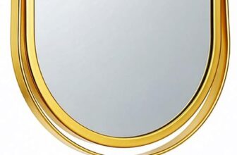 Oval Makeup Mirror with Stand, 360 Swivel Vanity Mirror HD Tabletop Cosmetic Mirror with Metal Frame, Adjustable Countertop Mirror for Bathroom, Bedroom, Dresser, Makeup Desk