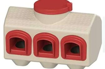 OverEZ Chicken Feeder – Holds 50 Pounds of Feed – Inside or Outside Hen Coop – Large Gravity Fed Automatic Dispenser – No Waste Rainproof
