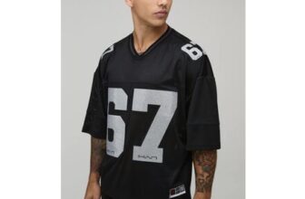 Oversized Boxy Embellished Homme V-Neck Baseball Sports Top