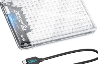 PHIXERO 2.5 inch Hard Drive Enclosure, 5Gbps USB 3.0 to SATA III Tool-Free SSD External Enclosure for 2.5 inch 7mm 9.5mm SATA HDD & SSD UASP Supported Transparent