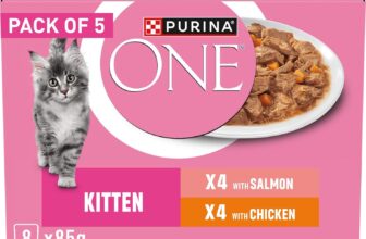 PURINA ONE – Kitten Wet Cat Food – Mini Fillets in Gravy – Salmon & Carrots and Chicken & Carrots – 85g x 40 Pouches