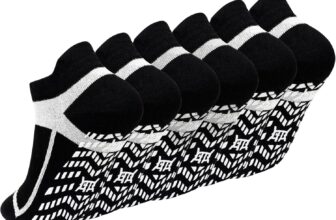 PUTUO Mens Yoga Socks with Grips: Non Slip Seamless Cotton Pilates Socks with Arch Support for Home Workout Fitness Barre & Rehab Training