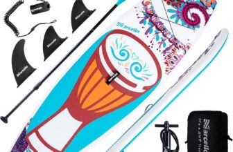 Paddle board, 106 x 33 x 6 Ultra-Wide Inflatable Paddle Board for Adults, Lightweight SUP Board with Backpack, Pump, Waterprrof Phone Case Repair Kit for Yoga, Fishing, Surfing