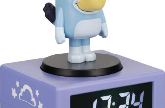 Paladone Bluey Digital Alarm Clock with Night Light & Music – Officially Licensed Kids TV Merch, Bedroom Décor for Young Children, Battery Powered, Idea