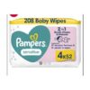 Pampers Sensitive Baby Wet Wipes 4 Packs 208 Wipes