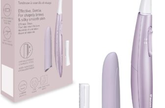 Panasonic ES-WF71-V503 Eyebrow & Facial Hair Trimmer for Women, Eyebrow Shaper, Flexible Head, Hypoallergenic Stainless Steel, AAA Battery Operated, Light Purple