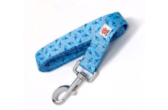 Paw Print Dog Lead in Blue Size Small