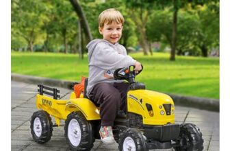 Pedal Go Kart Ride on Tractor with Shovel & Rake Four Wheels