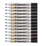 Pentel 4.2mm Bullet Tip White Board Marker 12 Pack – Black