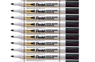 Pentel 4.2mm Bullet Tip White Board Marker 12 Pack – Black
