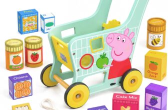 Peppa Pig Wooden Play Set for Toddlers Age 3, Pretend Play Toy for Kids Durable Role Play Kitchen Accessories for Creative & Imaginative Fun (Shopping Trolley)
