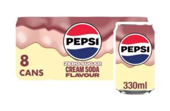 Pepsi Cola Zero Sugar Cream Soda Flavour Cans 8 X 330ml