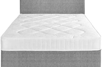Perfect Sleep 4FT6 Double Fabric Divan Bed set Including Medium feel Mattress And Matching Headboard