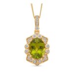 Peridot & White Zircon Pendant with Chain in 18K Vermeil Yellow Gold Plated