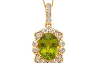 Peridot & White Zircon Pendant with Chain in 18K Vermeil Yellow Gold Plated