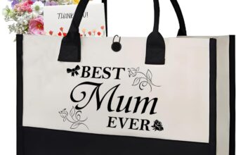 Personalised Canvas Tote Bag for Women Reusable Shopping Bag Large Cotton Canvas Shopper Stylish Beach Tote with Zipper Inner Pocket, Durable Everyday Bag for Mum on Mothers Day, Birthday, Wedding