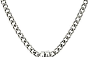 Personalised Mens Necklace Name Engraved, Stainless Steel Cuban Chain Necklace with Bead Black Silver, Gift for Dad Grandpa Fathers Day