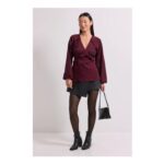 Petite Berry Animal Empire Seam Frill Detail Printed Jersey Top