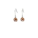 Pewterhooter Petite Crystal Drop Earrings, 925 Sterling Silver, Peach
