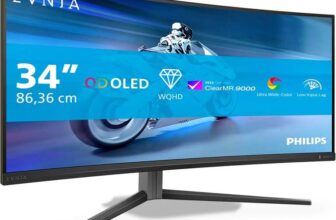 Philips 34 inch QD-OLED UWQHD Curved Monitor 175Hz, 0.03ms GtG, HDR400 TrueBlack, FreeSync Prem. Pro, G-Sync Compatible, 34M2C6500AM
