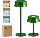 Philips Cordless Table Lamp, Portable Outdoor LED Desk Light, Rechargeable Battery Operated, 2 Adjustable Height, Touch Control & 3 Color Stepless Dimming, Waterproof Lamps for Bedroom, Green