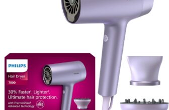 Philips Hair Dryer 7000 Series, ThermoShield Advanced Technology, Mineral and Water Ionic, with Nozzle and Hair Diffuser, 1800W, Model BHD720/13