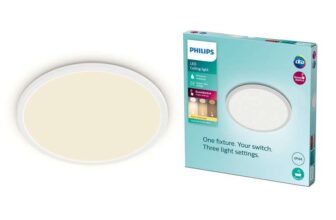 Philips LED Superslim Bathroom Ceiling Light 27K 15W, Warm White IP44