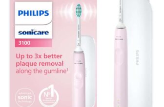Philips Sonicare 3100 Electric Toothbrush, Sonic Toothbrush, Pressure Sensor and Timer, Travel Case, Sugar Rose, Model HX3673/11
